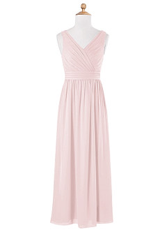 Azazie Kora Vestido de Rosa Rubor de Gasa/ Chiffon de Acampanado con Plisado image5