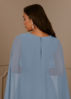 Azazie Isa Mother of the Bride Dresses Dusty Blue A-Line V-Neck Pleated Chiffon Dress image6