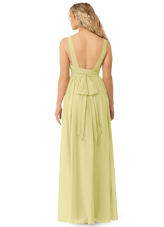 Azazie Kora Robes de demoiselle d'honneur Robe Trapèze en Mousseline de soie Plissée Sorbet Citron image4