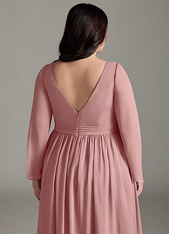 Azazie Teton Maternity Bridesmaid Dresses A-Line Long Sleeve Chiffon Floor-Length Dress image13