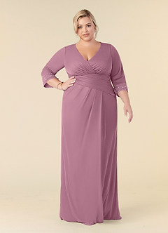 Azazie Rosena Mother of the Bride Dresses Vintage Mauve Sheath Pleated Mesh Dress image7