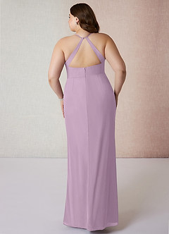 Azazie Becca Bridesmaid Dresses Wisteria Sheath V-Neck Chiffon Dress image8
