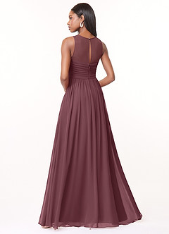 Azazie Nina Bridesmaid Dresses Sangria A-Line Pleated Chiffon Dress image2