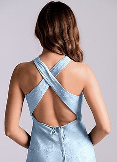 Azazie Evadne Jurken voor bruidsmeisjes Jurk van Bloemen Burn-out met Kolom Geplooid Hemelsblauw image5