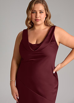 Azazie Rylina Brautjungfernkleider Meerjungfrau-Linie Stretch-Satin Kleid Cabernetrot image11