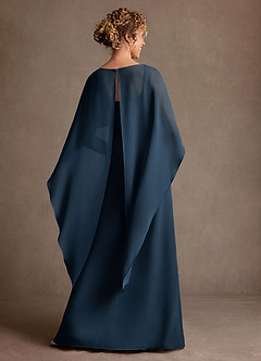 Azazie Marilla Mother of the Bride Dresses Dark Navy A-Line Pleated Chiffon Dress image3
