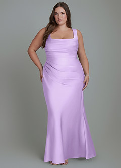 Azazie Agustina Vestidos de madrinha de casamento Vestido Lilás de Cetim elástico de sereia com Corpete image7