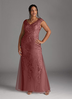 Azazie Melena Mother of the Bride Dresses Desert Rose Mermaid Lace Tulle Dress image7