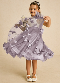Azazie Sprout Flower Girl Dresses Dusk A-Line Bow Tulle Dress image3