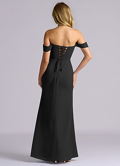 Azazie Heidi Brudtärnklänningar Klä av Sjöjungfru i Chiffong Korsett Svart image5