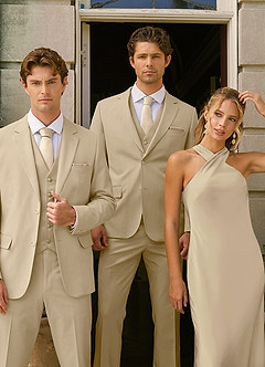 front Ethan Champagne Refined Weave Suit