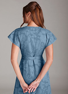 Azazie Ling Bridesmaid Dresses Steel Blue A-Line Pleated Floral Burnout Dress image8