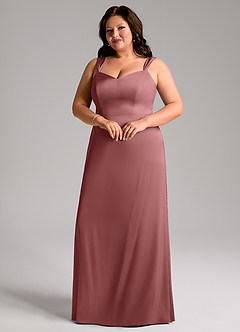 Azazie Denice Bridesmaid Dresses Amethyst Sheath Pleated Stretch Satin Dress image6