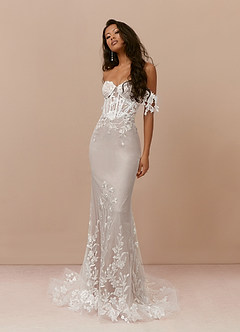 Azazie Evergarden Final Sale Diamond White Cocoa A-Line Sequins Tulle Dress image1