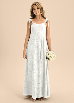 Azazie Rosey Junior White A-Line Sweetheart Neckline Floral Burnout Dress image6