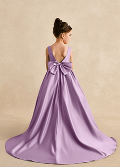 Azazie Mimia Flower Girl Dresses Wisteria A-Line Bow Matte Satin Dress image2