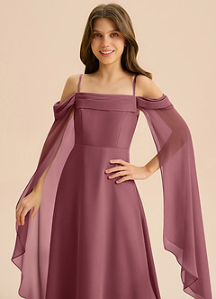 Azazie Moana Junior A-Linie Plissee Chiffon Kleid Wüstenrose image7