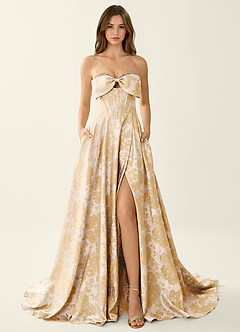 Leilani Champagne Corset Lace Up Back Beading Prom Dress image3