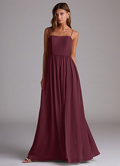 Azazie Calianna Vestidos de madrinha de casamento Vestir Cabernet de Chiffon de Linha A com Fora do ombro image4