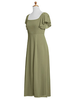 Azazie Bondi Junior Pistachio A-Line Side Slit Mesh Dress image4
