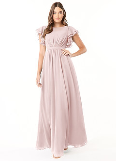 Azazie Daphne Modest Bridesmaid Dresses A-Line Ruffled Chiffon Floor-Length Dress image1