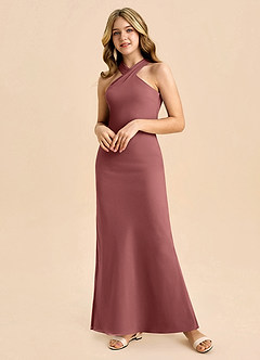 Azazie Doretta Junior Robe Fourreau en Mousseline de soie Plissée Améthyste image5