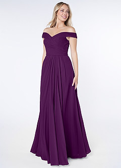 Azazie Audrianna Bridesmaid Dresses Grape A-Line Off-The-Shoulder Gathered Chiffon Convertible Dress image2