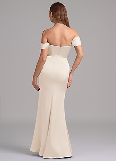 Azazie Miley 신부 들러리 드레스 인어 오프 더 숄더 스트레치 새틴 바닥 길이 드레스 image7