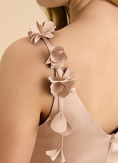 Azazie Gumdrop Junior English Rose Empire Pleated Stretch Satin Dress image8