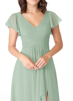 Azazie Omari Bridesmaid Dresses Agave A-Line Chiffon Dress image5