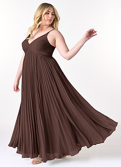 Azazie Raychelle Abiti da Damigella Abito A-Line in Chiffon con Scollo a V Ganache image10