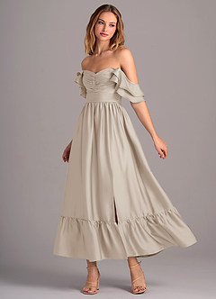 Azazie Anaya Brautjungfernkleider Wandelbar A-Linie Herzausschnitt Stretch-Satin Kleid Frost image3