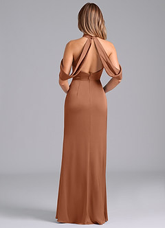 Azazie Bonny Bridesmaid Dresses Bronzer Mermaid Off the Shoulder Stretch Satin Dress image2