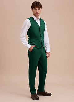 front Ethan Emerald Refined Weave Suit Vest