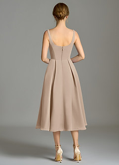 Azazie Amalie Bridesmaid Dresses Taupe A-Line Pleated Chiffon Dress image2