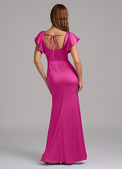 Azazie Elkie Bridesmaid Dresses Fuchsia Mermaid Square Neckline Stretch Satin Dress image2