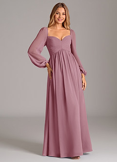 Azazie Bailee Bridesmaid Dresses Vintage Mauve A-Line Long Sleeve Chiffon Dress image5