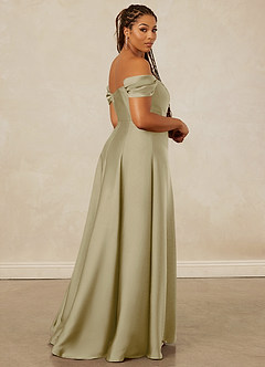 Christian Siriano Bridal for Azazie 1002 Vestidos de damas de honor Vestido de Musgo Verde de Satén Elástico de Corte en A Convertible con Vestidos sin tirantes image15