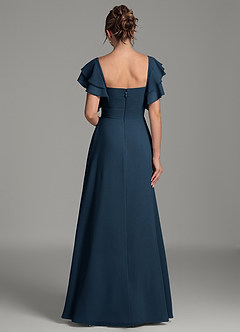 Azazie Dacia Bridesmaid Dresses Dark Navy A-Line Ruched Chiffon Dress image5