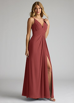 Azazie Maren Allure Finale sale Jurk van Chiffon met A-lijn V-hals kant De Nevel image3
