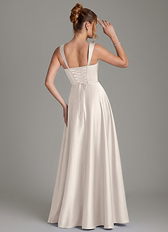 Azazie Azaria Vestidos de damas de honor Vestido Alabastro Blanco de Satén Elástico de Línea A con Corsé image5