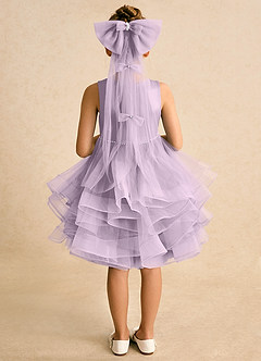 Azazie Tinie Flower Girl Dresses Frosted Lilac Ball-Gown Bow Tulle Dress image6