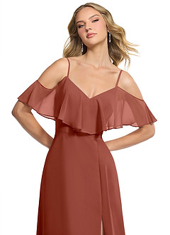 Azazie Jean Bridesmaid Dresses Auburn A-Line Chiffon Convertible Dress image6
