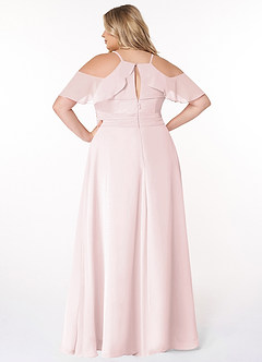 Azazie Dakota Robes de demoiselle d'honneur Robe Trapèze en Mousseline de soie Col V plissé Rose Pâle image7