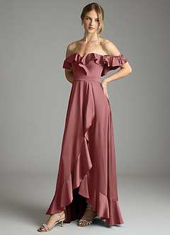 Azazie Lyra Vestidos de damas de honor Vestido de Amatista de Satén Elástico de Corte en A Convertible con Vestidos sin tirantes image7