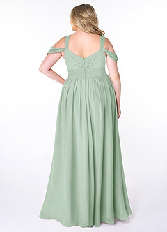 Azazie Lianne Bridesmaid Dresses Agave A-Line Off the Shoulder Chiffon Dress image8