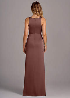 Azazie Wrenlee Bridesmaid Dresses Espresso A-Line Stretch Satin Dress image7