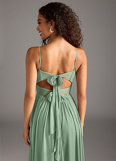 Azazie Zeya Bridesmaid Dresses Matcha A-Line Pleated Mesh Dress image8