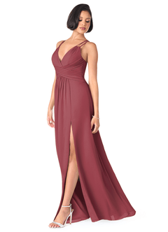 Azazie Farren Bridesmaid Dresses Merlot A-Line Pleated Chiffon Convertible Dress image3