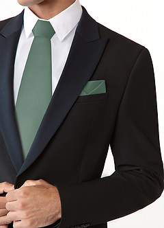 front Matte Satin Wide Tie and Pocket Square Set